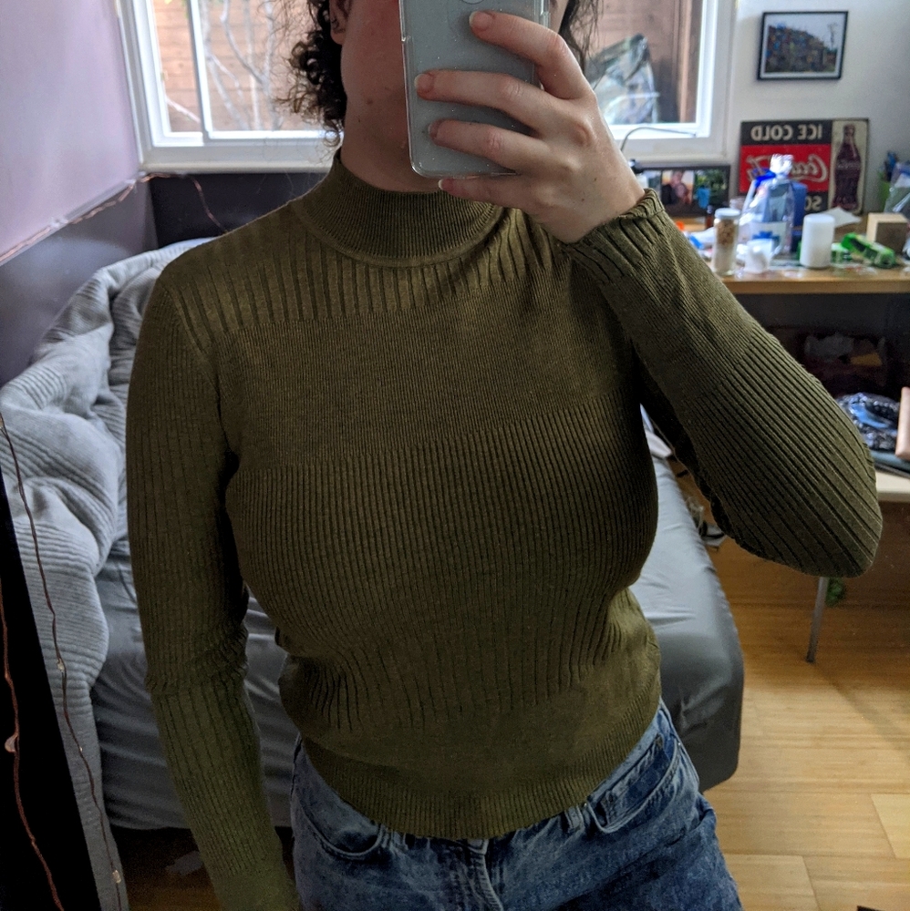 Olive mock neck top